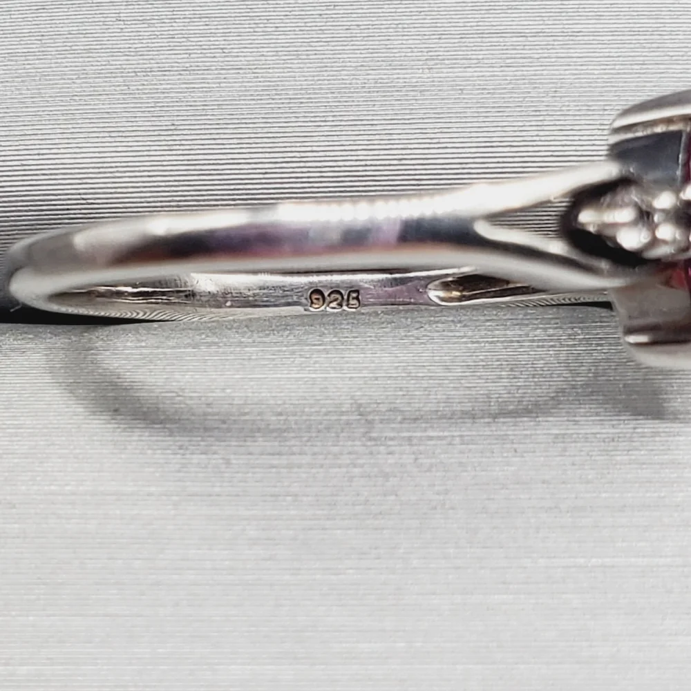 Genuine Marquise Amethyst & Round Zircon 925 Sterling Silver Dainty Ring